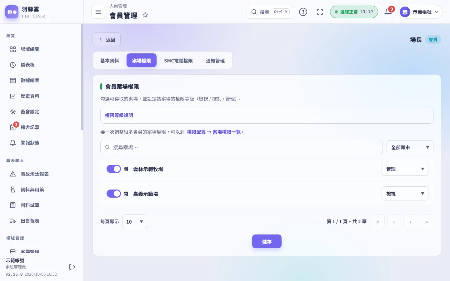 會員管理：案場權限