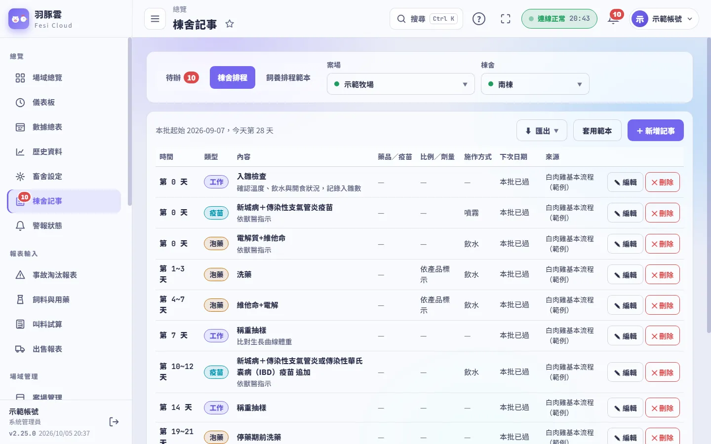 棟舍記事：棟舍排程